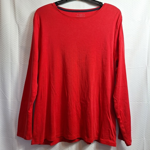 TALBOTS Woman 100% Pima Cotton Classic Everyday Tee Sz 2X Red Preppy Cozy Comfy - Picture 1 of 4